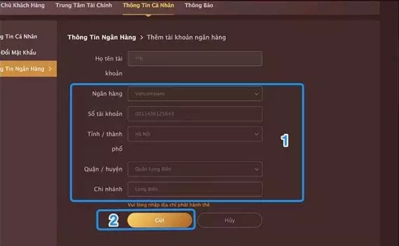 đăng ký k8 - bổ sung tài khoản ngân hàng