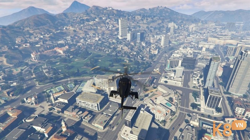 Game Grand Theft Auto V kết hợp nhiều lối chơi khác nhau từ hành động cho đến phiêu lưu thế giới mở đẹp mắt