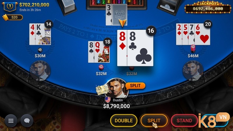 Các hành động sử dụng khi chơi blackjack
