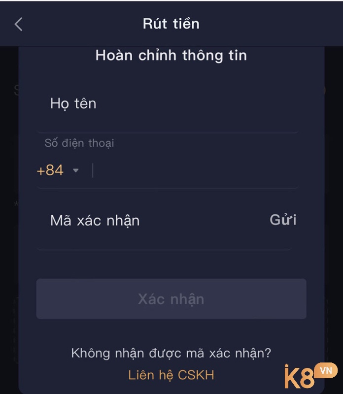Thao tác nạp rút tiền nhanh chóng chỉ có tại cổng game K8